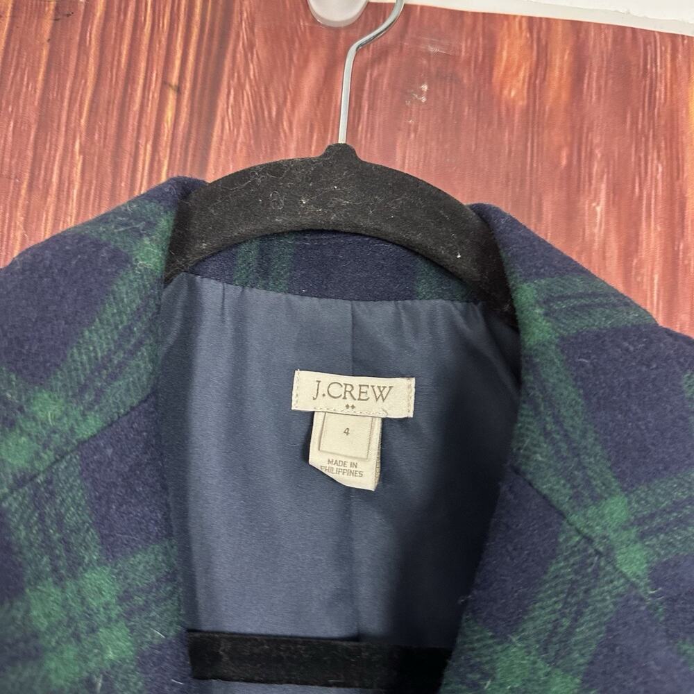 J. Crew Womens Green Blue Plaid Blazer Work Wear Gold Button Size 4 - Picture 5 of 5